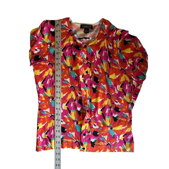 August Silk Floral Print Button Down Cardigan Long Sleeve Multicolor Size M - Picture 7 of 7